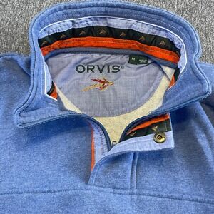 Orvis Pullover Quarter‎ Zip Mock Neck Sweater Casual Comfy Blue Mens M